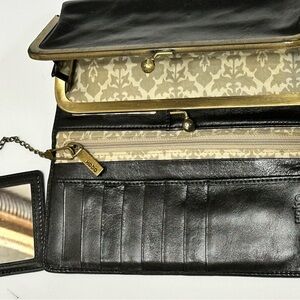 HOBO Black Leather Wallet with Mirror